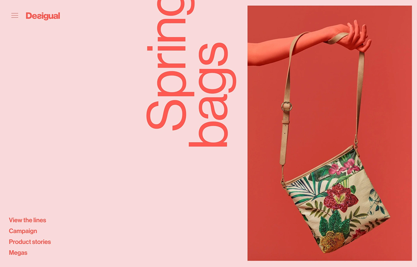 User friendly interface design with clear navigation and bold typography of one main page app B2B for Desigual.
