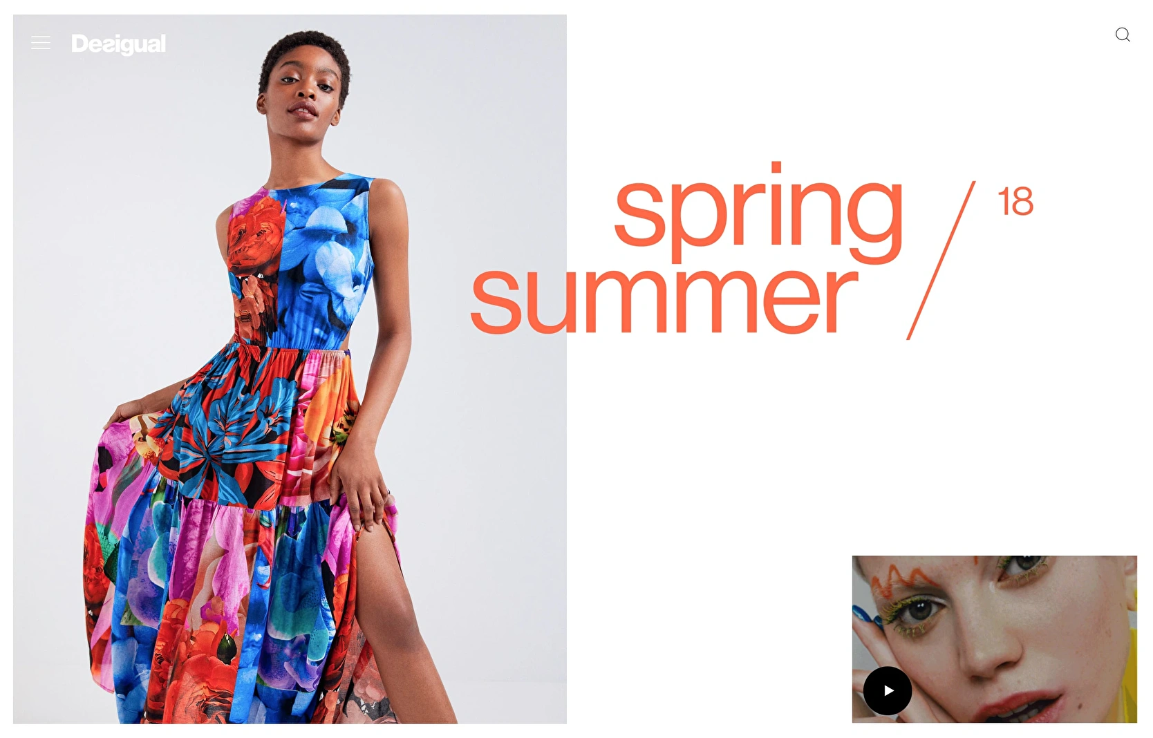 User friendly interface with clear navigation and bold typography for B2B for Desigual Spring and summer fashion collection .