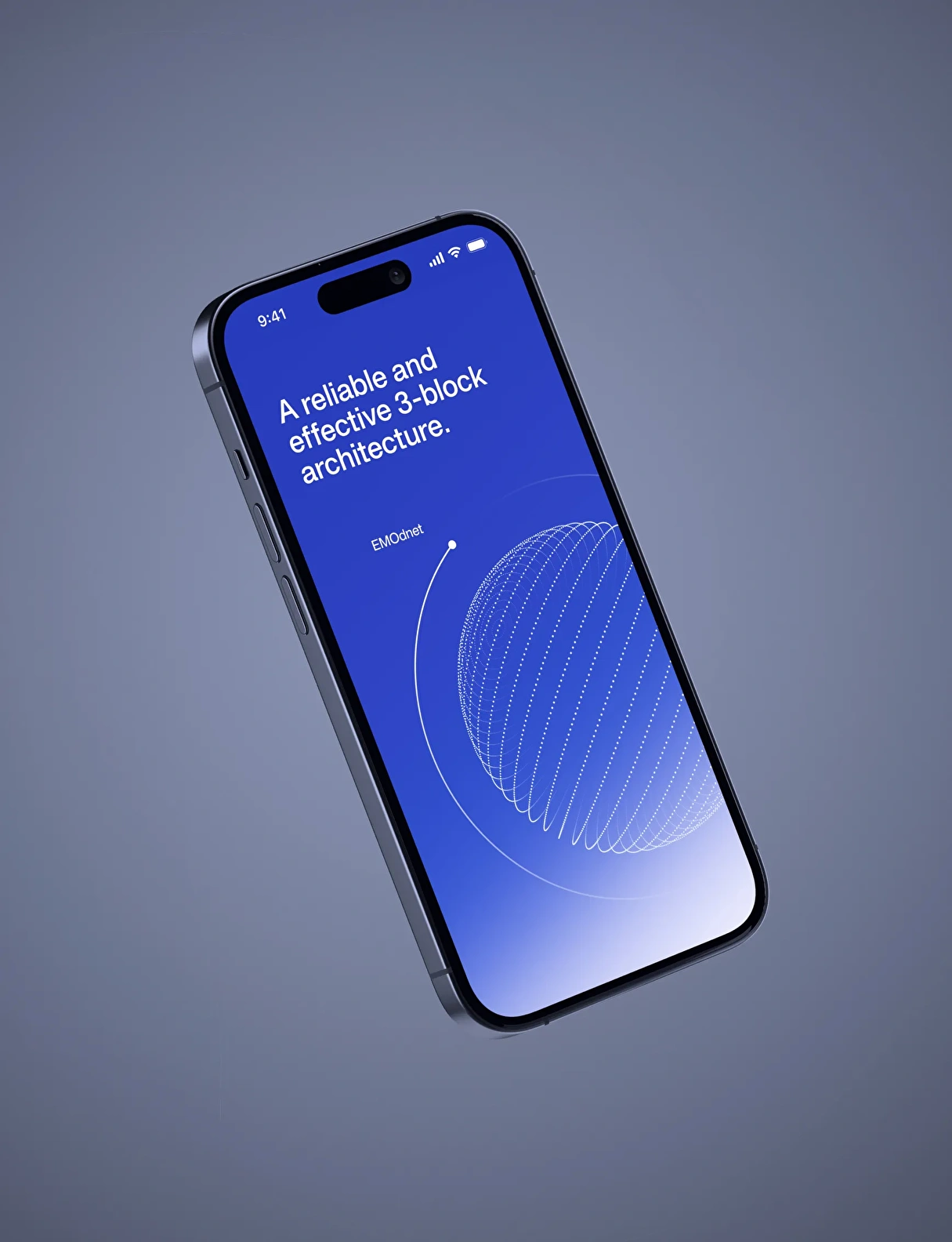 Mockup of a smartphone showcasing the application of Digital Twin Ocean technology
