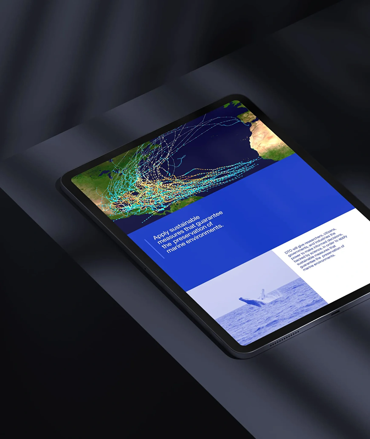 DTO landing page displayed on tablet