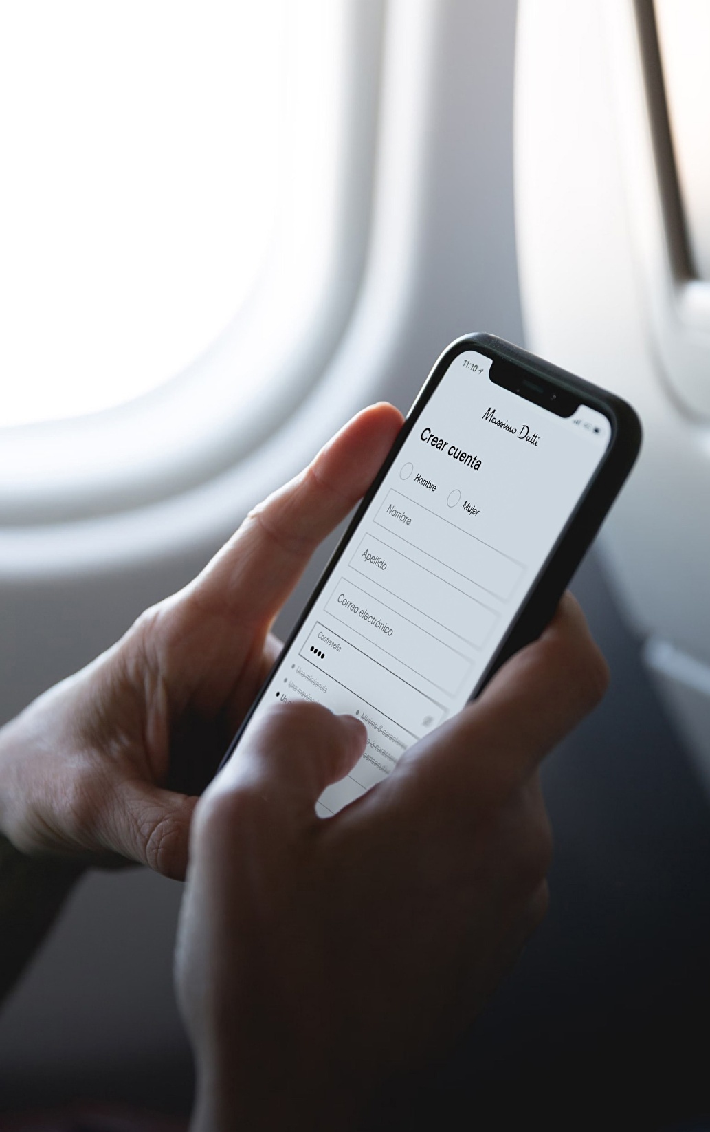 User creating an account in the app designed for Massimo Dutti.