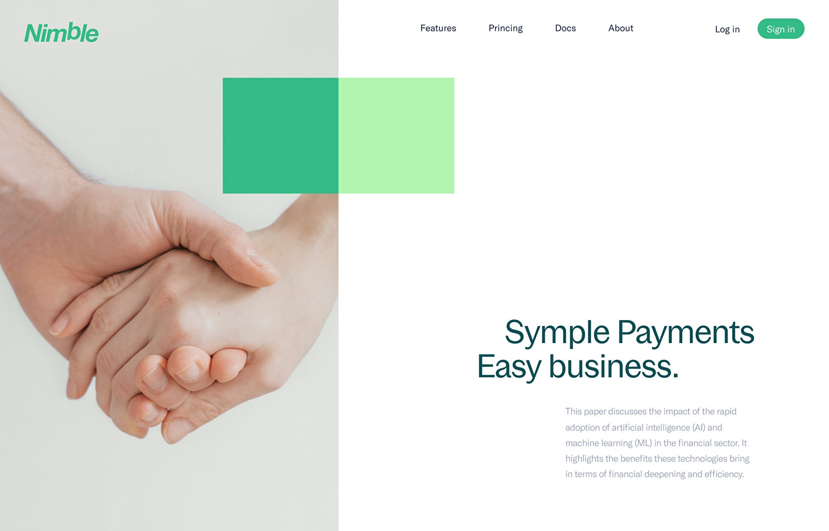 Visual design for Nimble homepage.