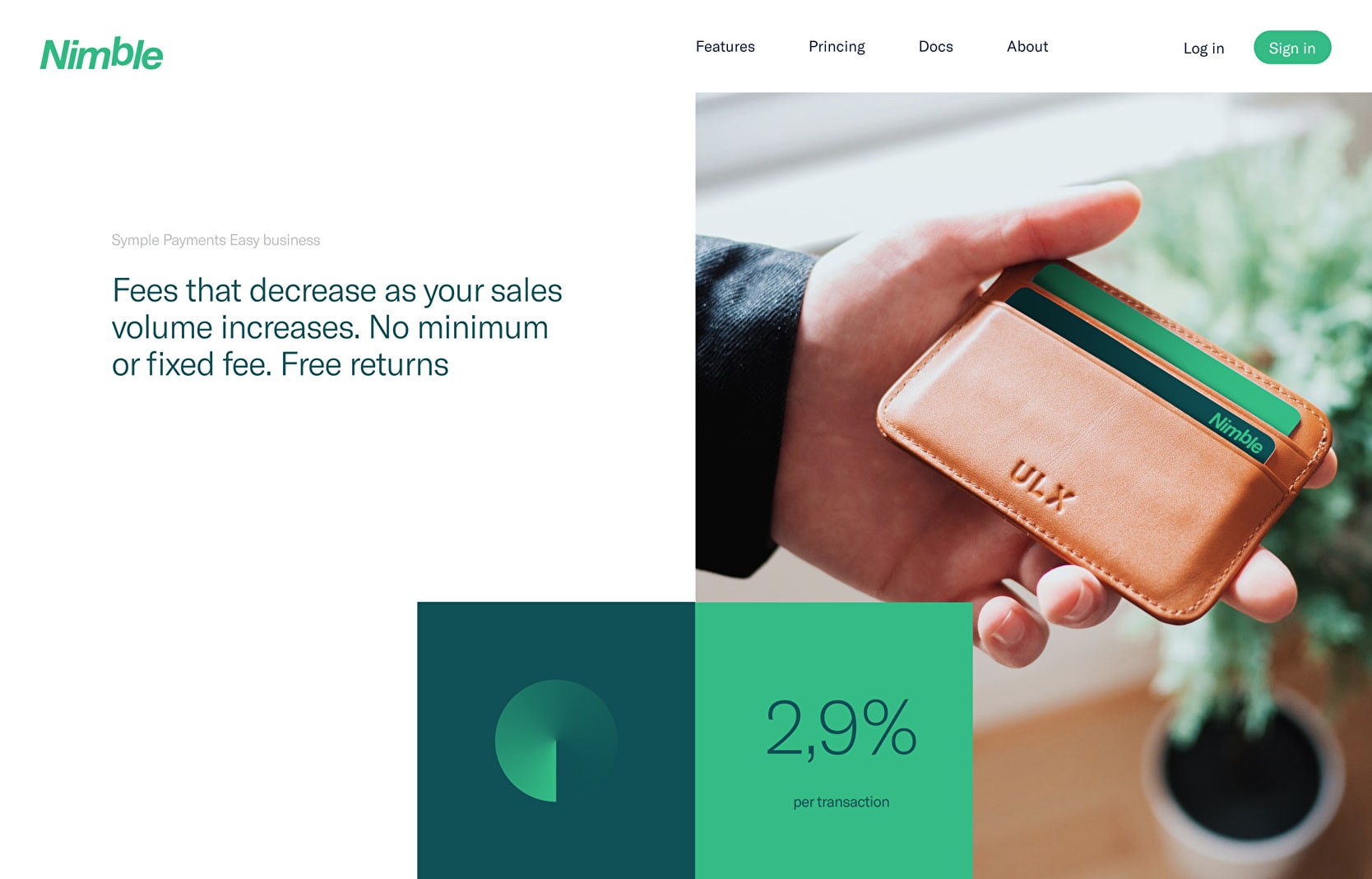 Visual module design for Nimble homepage.