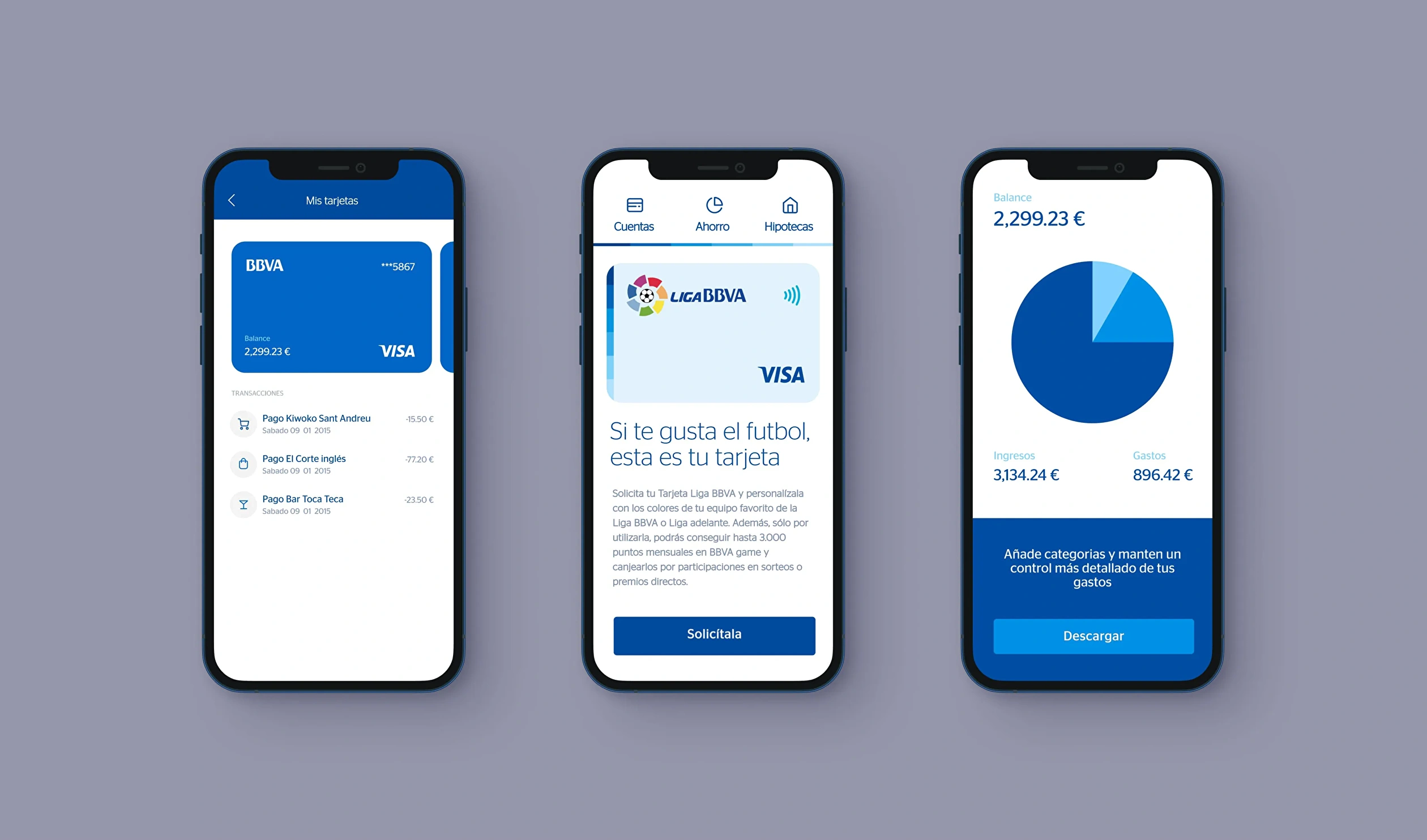 BBVA Mobile application designs.
