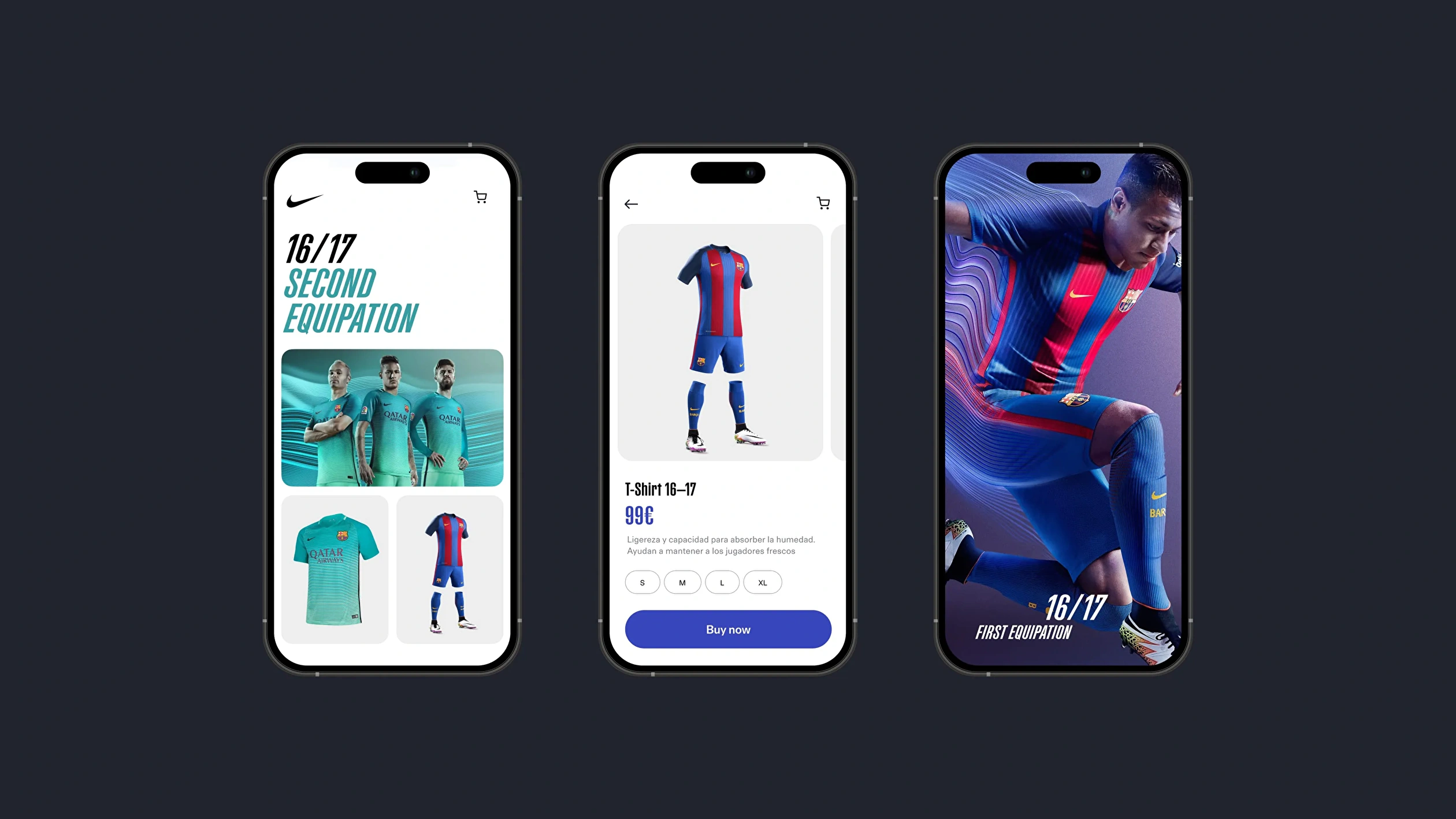 Mobile design of Nike's FCB store, highlighting the user interface and shopping experience on mobile devices.