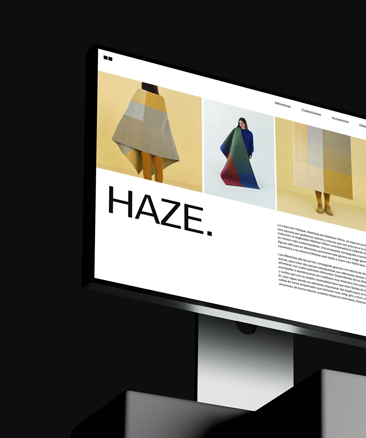 Visual design of the rug section on the desktop version of an e-commerce.
