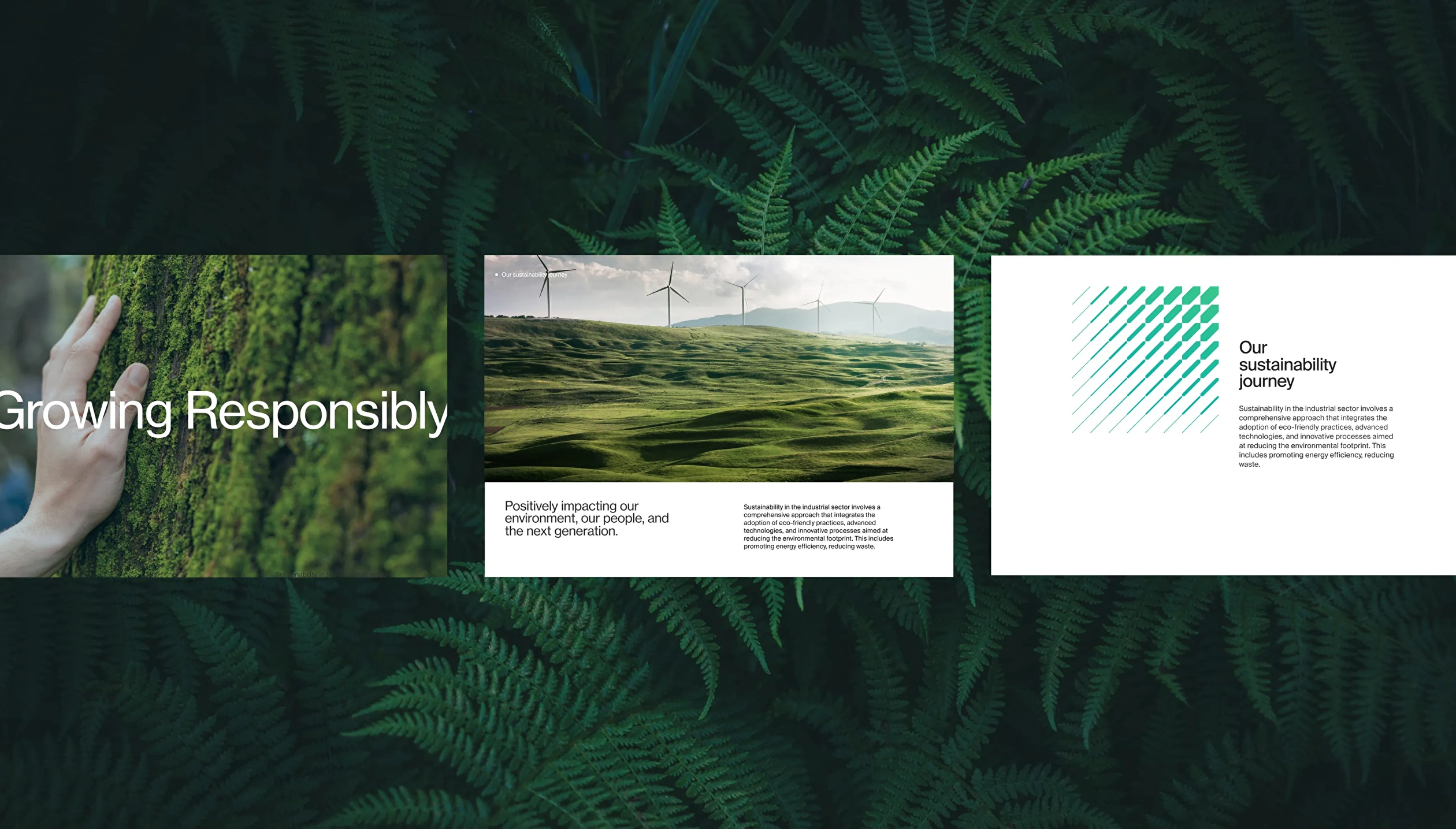Collection of images from a green website, featuring visuals of green initiatives, renewable energy solutions, and nature conservation efforts.